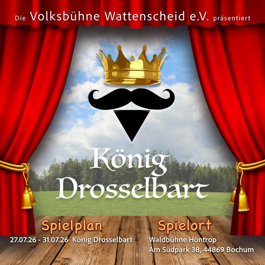 Plakat vom Theaterstück "König Drosselbart"