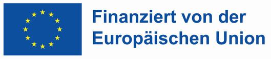 Logo von der Flagge der Europäischen Union mit der Schrift "Finaziert von der Europäischen Union"